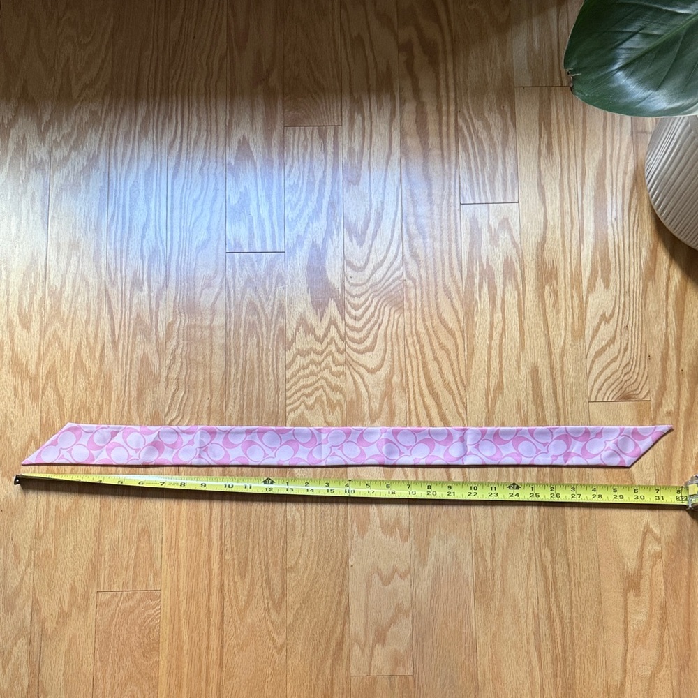 Coach Pink Signature Skinny Silk Scarf Tie
